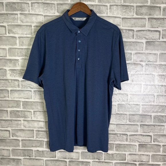Travis Matthew Pima Cotton Poly Solid Navy Golf Polo Shirt 4 Button Mens Size XL - Picture 1 of 8